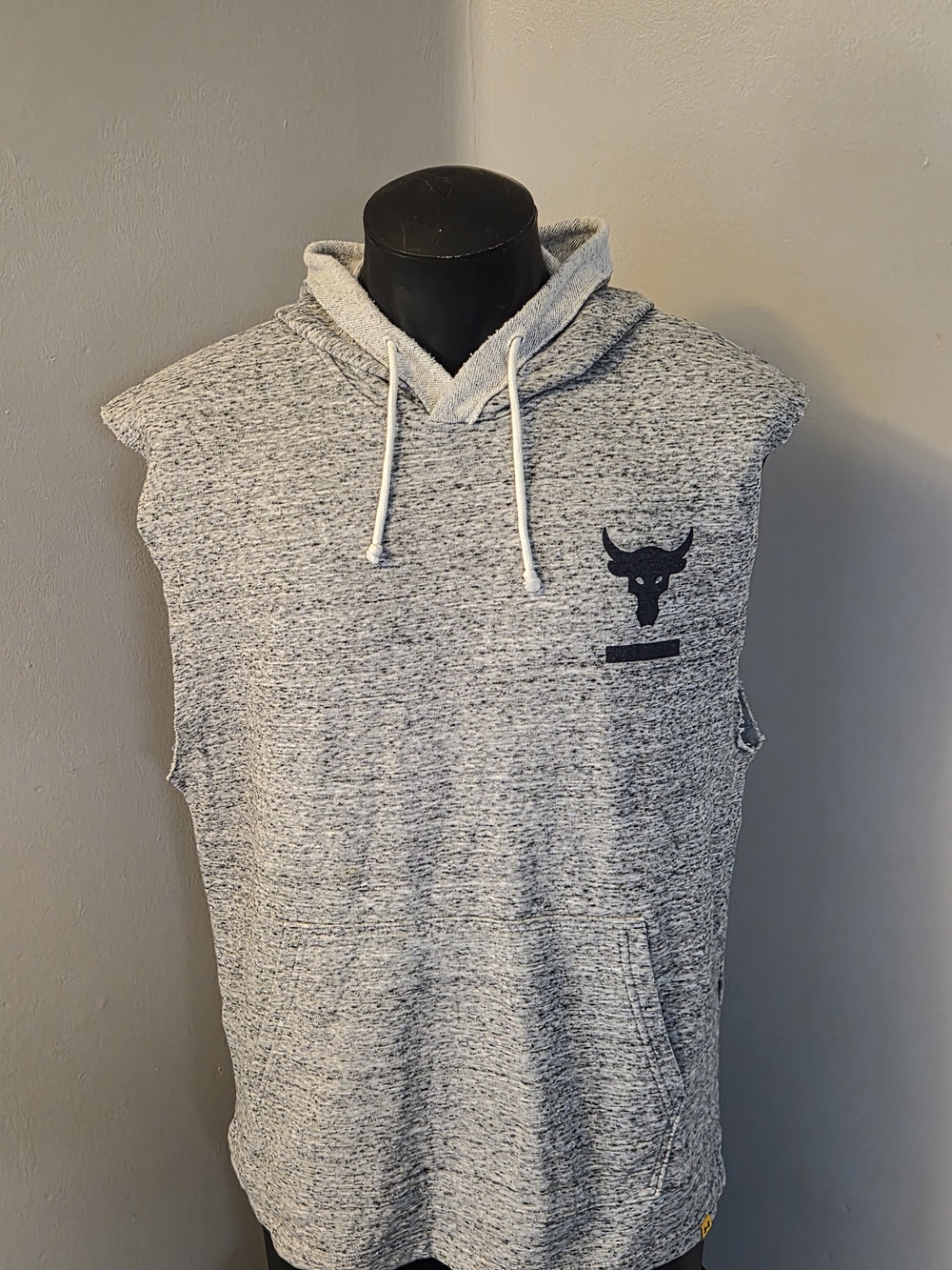 Under Armour Project Rock Sleeveless Hoodie Gray Black Marled Men’s L